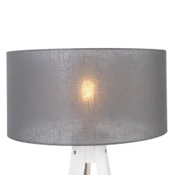 Moderne vloerlamp tripod wit met kap grijs 50 cm - Tripod Classic