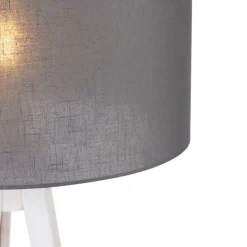 Moderne vloerlamp tripod wit met kap grijs 50 cm - Tripod Classic