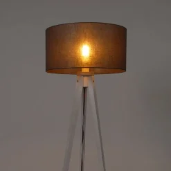 Moderne vloerlamp tripod wit met kap grijs 50 cm - Tripod Classic