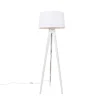 Moderne vloerlamp tripod wit met linnen kap wit 45 cm - Tripod Classic