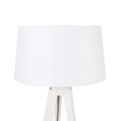 Moderne vloerlamp tripod wit met linnen kap wit 45 cm - Tripod Classic