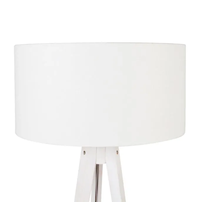 Moderne vloerlamp tripod wit met kap wit 50 cm - Tripod Classic