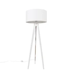 Moderne vloerlamp tripod wit met kap wit 50 cm - Tripod Classic