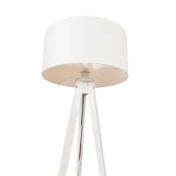 Moderne vloerlamp tripod wit met kap wit 50 cm - Tripod Classic