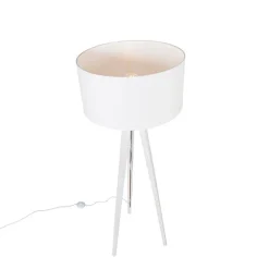 Moderne vloerlamp tripod wit met kap wit 50 cm - Tripod Classic