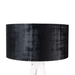 Moderne vloerlamp tripod wit met kap zwart velours 50 cm - Tripod Classic