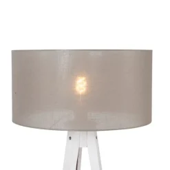 Moderne vloerlamp tripod wit met kap taupe 50 cm - Tripod Classic