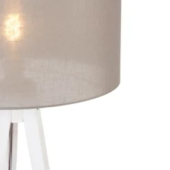 Moderne vloerlamp tripod wit met kap taupe 50 cm - Tripod Classic