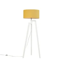 Moderne vloerlamp wit met mais kap 50 cm - Puros