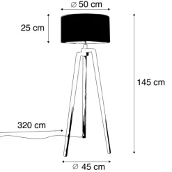 Moderne vloerlamp wit met mais kap 50 cm - Puros