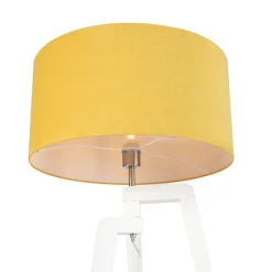 Moderne vloerlamp wit met mais kap 50 cm - Puros