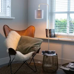 Moderne vloerlamp wit met goud - Lofty