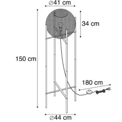 Moderne vloerlamp zwart - Mesh Ball