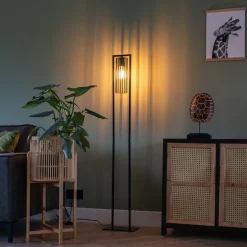 Moderne vloerlamp zwart - Balenco Wazo