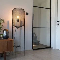 Moderne vloerlamp zwart 135cm - Bliss Mesh