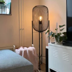 Moderne vloerlamp zwart 135cm - Bliss Mesh