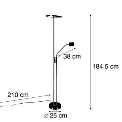 Moderne vloerlamp zwart incl. LED en dimmer met leeslamp - Jazzy