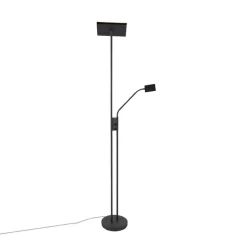 Moderne vloerlamp zwart incl. LED en dimmer met leeslamp - Jazzy