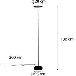 Moderne vloerlamp zwart incl. LED met touch dimmer - Hanz