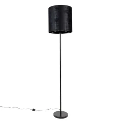 Moderne vloerlamp zwart kap zwart 40 cm - Simplo