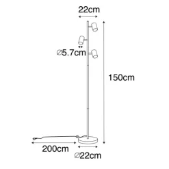 Moderne vloerlamp zwart 3-lichts - Jeana