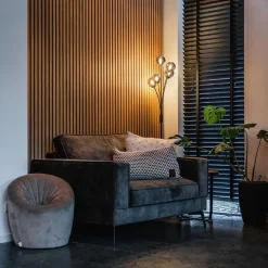 Moderne vloerlamp zwart 5-lichts met smoke glas - Athens