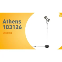 Moderne vloerlamp zwart 5-lichts met smoke glas - Athens