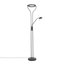 Moderne vloerlamp zwart met leesarm incl. LED en dimmer - Divo