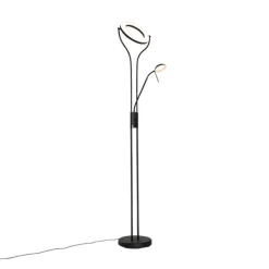 Moderne vloerlamp zwart met leesarm incl. LED en dimmer - Divo