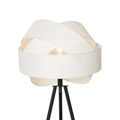 Moderne vloerlamp zwart met witte kap - Cloth