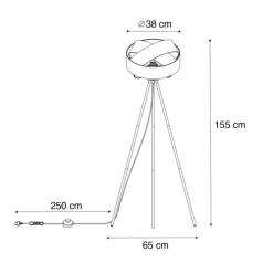 Moderne vloerlamp zwart met witte kap - Cloth