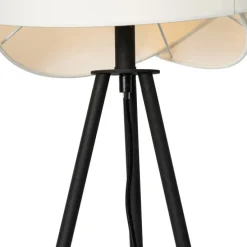 Moderne vloerlamp zwart met witte kap - Cloth