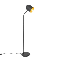 Moderne vloerlamp zwart met goud verstelbaar - Morik