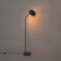 Moderne vloerlamp zwart met goud verstelbaar - Morik