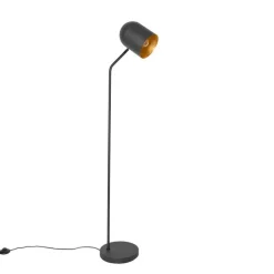 Moderne vloerlamp zwart met goud verstelbaar - Morik