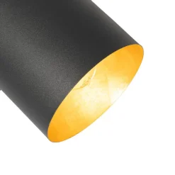 Moderne vloerlamp zwart met goud verstelbaar - Morik