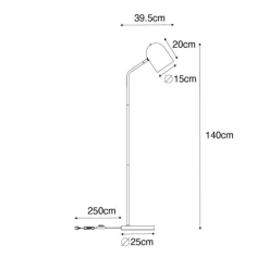 Moderne vloerlamp zwart met goud verstelbaar - Morik