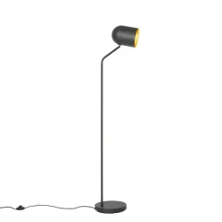 Moderne vloerlamp zwart met goud verstelbaar - Morik