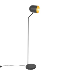 Moderne vloerlamp zwart met goud verstelbaar - Morik