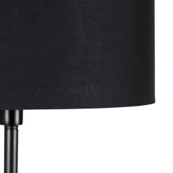 Moderne vloerlamp zwart met kap zwart met goud - Simplo