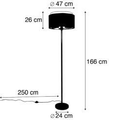 Moderne vloerlamp zwart met kap zwart met goud - Simplo