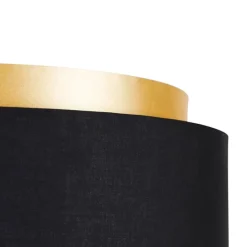 Moderne vloerlamp zwart met kap zwart met goud - Simplo