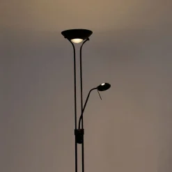 Moderne vloerlamp zwart met leeslamp incl. LED dim to warm - Diva