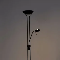 Moderne vloerlamp zwart met leeslamp incl. LED dim to warm - Diva