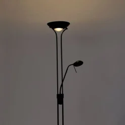 Moderne vloerlamp zwart met leeslamp incl. LED dim to warm - Diva