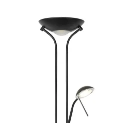 Moderne vloerlamp zwart met leeslamp incl. LED dim to warm - Diva