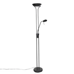 Moderne vloerlamp zwart met leeslamp incl. LED dim to warm - Diva