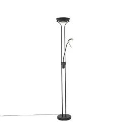 Moderne vloerlamp zwart met leeslamp incl. LED dim to warm - Diva