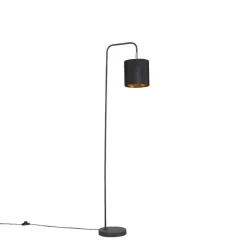 Moderne vloerlamp zwart met kap - Lofty