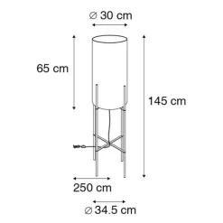 Moderne vloerlamp zwart met velours grijze kap - Rich